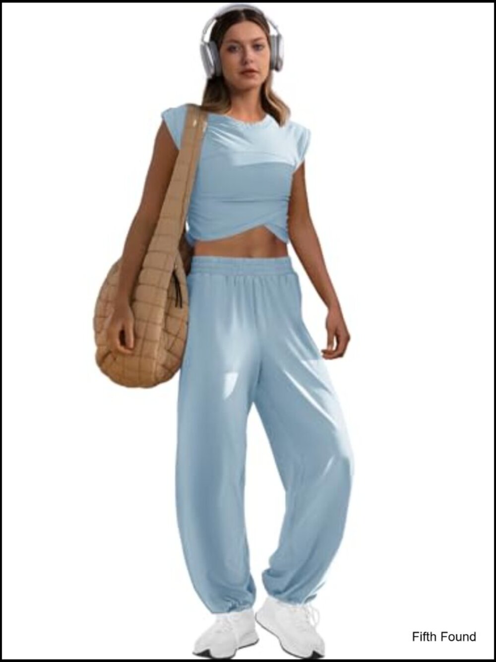2 Piece Lounge Set Crop Top Wide Leg Pants Tracksuit Loungewear - Picture 5 of 7